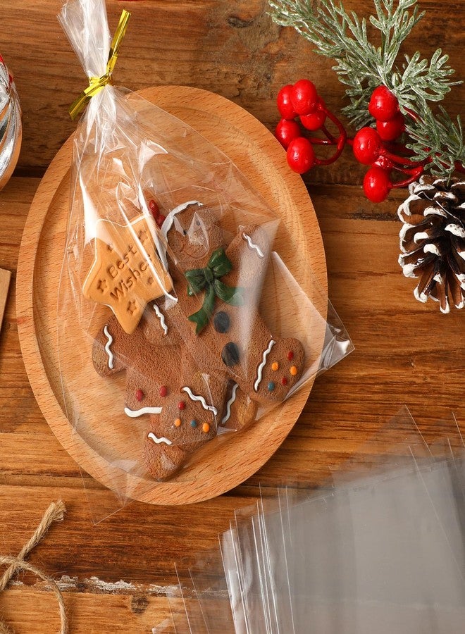 Augshy Cellophane Treat Bags, 300 Pcs 5x7 Inches Treat Cello Bags for lollipop with 320 Twist Ties, 1.4 mils Thickness OPP Plastic Bags for Packaging Candies, Dessert, Bakery, Cookies, Chocolate - Image 4